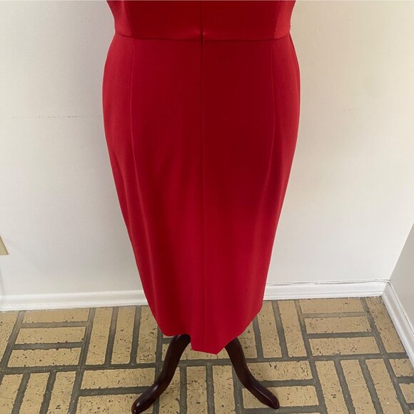 Escada Red Holiday Sheath Dress Beaded Sleeves - Picture 12 of 14